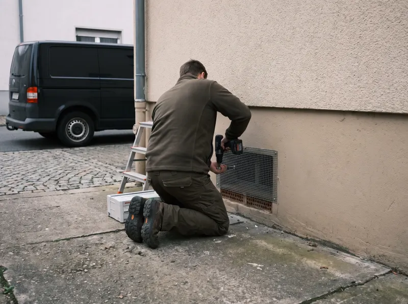 Kontrolle an einem Gebäude in Nauheim